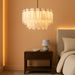 Alabaster Chandelier, 24" Spanish Alabaster round Chandeliers 2-Tier,Modern Adjustable Gold Marble Pendant Chandeliers for Dining Room, Living Room, Bedroom,Foyer,Bathroom, Included E12 Bulb