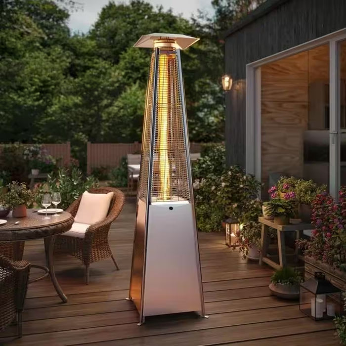 48,000 BTU Steel Propane Pyramid Patio Heater with Cover and Wheels