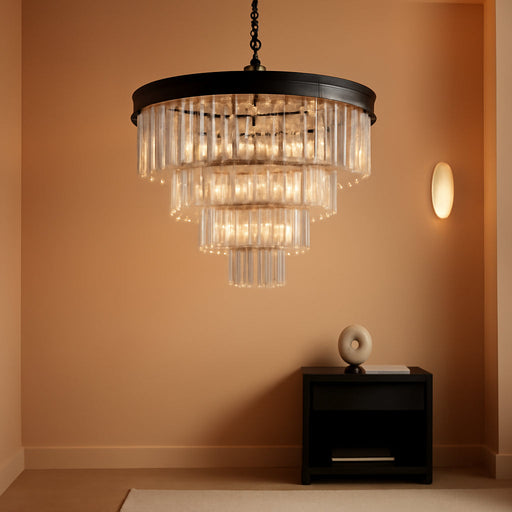 Black Crystal Chandelier FourTier Hanging Ceiling Lamp