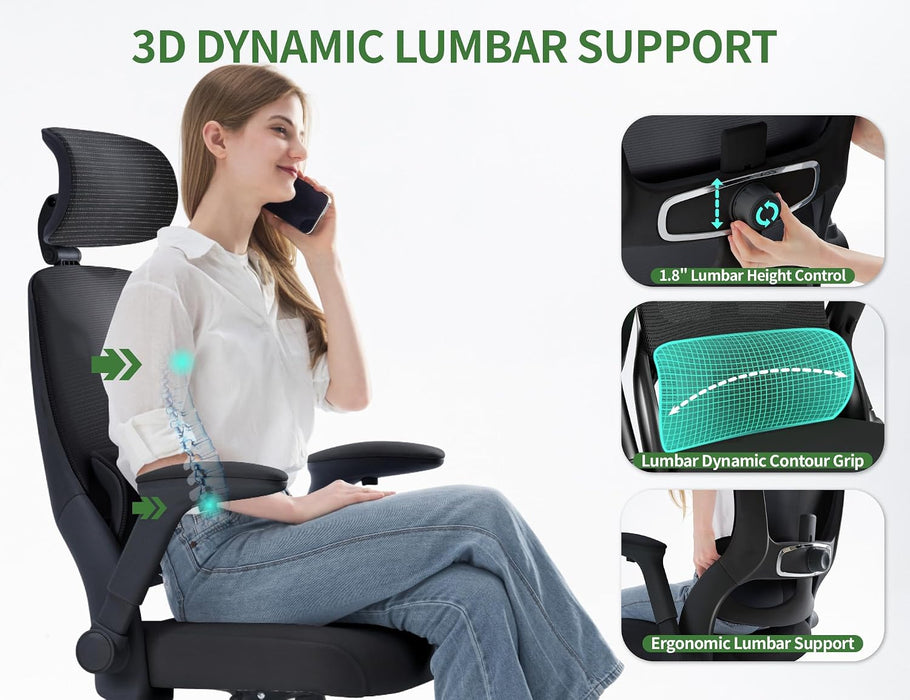 Ergonomic Office Chair - 330LBS Computer Desk Chair with Headrest&Lumbar