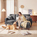 L-Shaped Sectional Sofa Graphite Grey Storage Ottoman