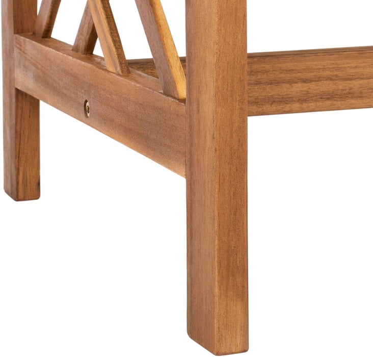 Outdoor Collection Fontana Natural/ Navy Blue Cushions/ Geometric Pattern Pillows 4-Piece Conversation Patio Set