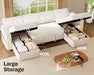 105Inch UShaped SectionalSofa With Pullout Bed Beige