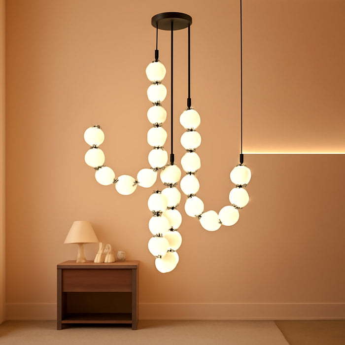 Modern Chandeliers LED Dimmable Light Acrylic Balls Ceiling Pendant Lighting for Living Room Dining Room Bedroom Adjustable Hanging Lights 70 Watts, Balck Lamp