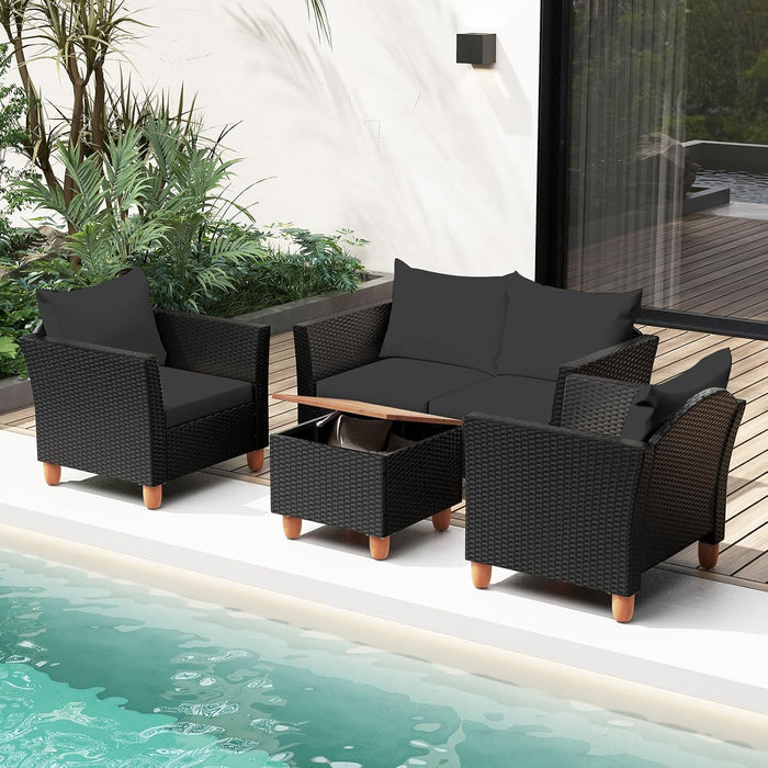 8 Piece Outdoor Conversation Set, Patio Cushioned Chairs (2, Black)