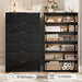Fluted 6 Drawer Dresser for Bedroom,47'' Tall Chest of Drawer W/Gold Handle