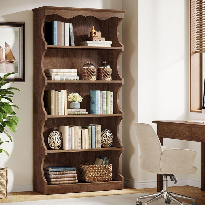 70 Inches Tall DisplayBookcase Featuring Curved Edges