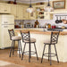 Swivel Bar Stools Set of 2, 25/30 Inch Adjustable Beige Fabric Bar Chairs with Antique Brass Frame, Mid-Century Counter Barstools with Back for Kitchen Island