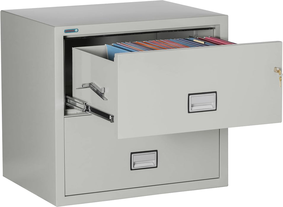 Lateral Fireproof File Cabinet 31" Wide 2-Drawer, Gray