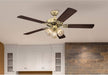 Westinghouse 7233800 Vintage Ceiling Fan with Light, 52 In., Polished Brass