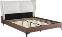 Queen Size Teddy Fleece Thick Fabric Upholstered Platform Bed,Cloud Bed Frame with Wingback Headboard,Bed Frame with Piping,Pu Upholstered Bed Frame,No Box Spring Needed, Easily Assembly,White