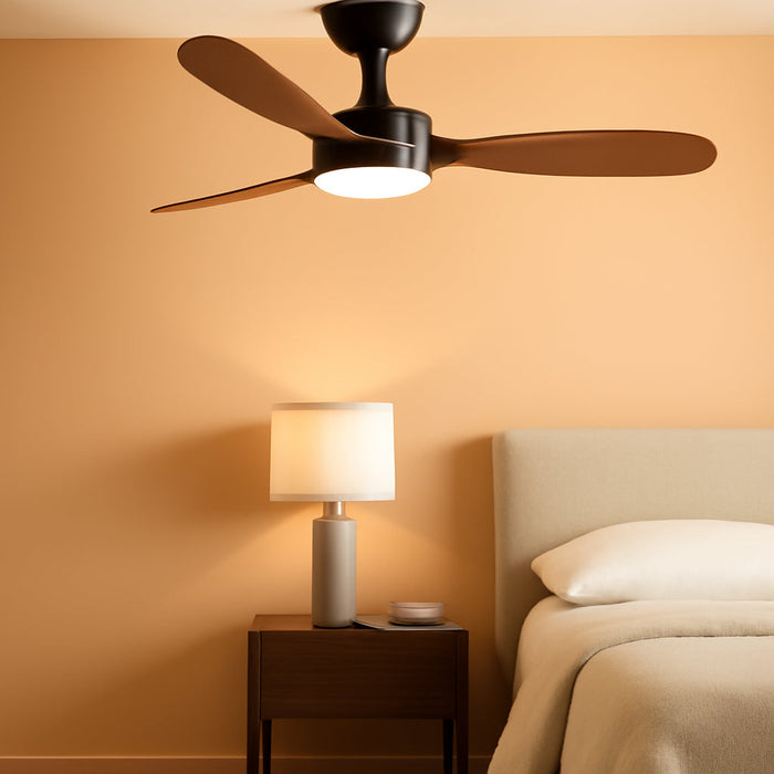 Contemporary 42 Inch Black Wooden Ceiling Fan Remote