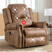 Power Recliner Chair with Massage and Heat, Faux Leather Electric Recliner Chair, Classic Single Sofa with Rivet Decoration for Living Room, Nut Brown