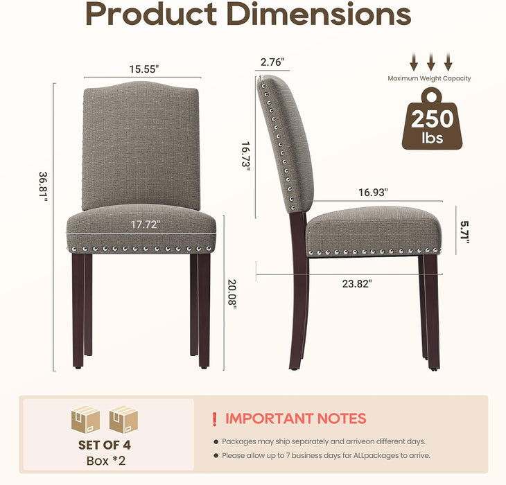 Upholstered Dining Chairs Set of 4 with Thickened Seat Cushion