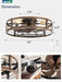 23" Black Gold Caged Low Profile Ceiling Fan with Light and Remote