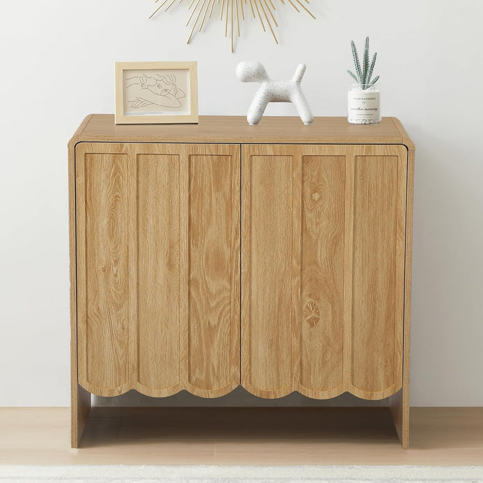 Natural Woodgrain Two Door Adjustable Sideboard Cabinet