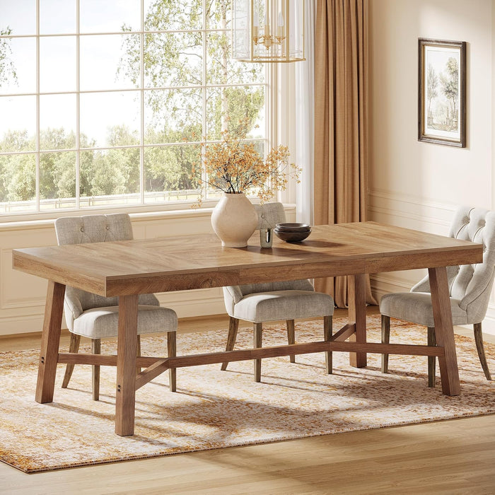 70.9-Inch Dining Table for 6-8, Large Farmhouse Kitchen Table with Reinforced Metal Legs for Kitchen & Dining & Living Room, Natural
