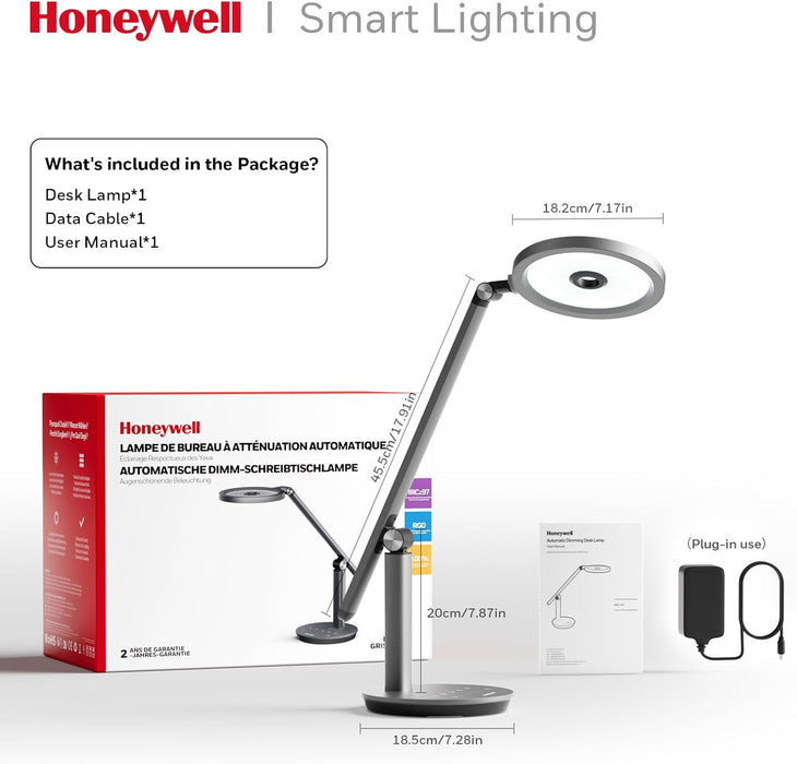 H6 Desk Lamp for Home Office, Dimmable Reading Table Light, Gray