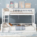 White TwinXLOverQueenSpaceSavingBunkBed WithRails Premium