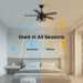 42 Inch Ceiling Fans with Lights and Remote Control, Ceiling Fan for Bedroom Living Room and Patio, Caged Ceiling Fan for Indoor and Outdoor