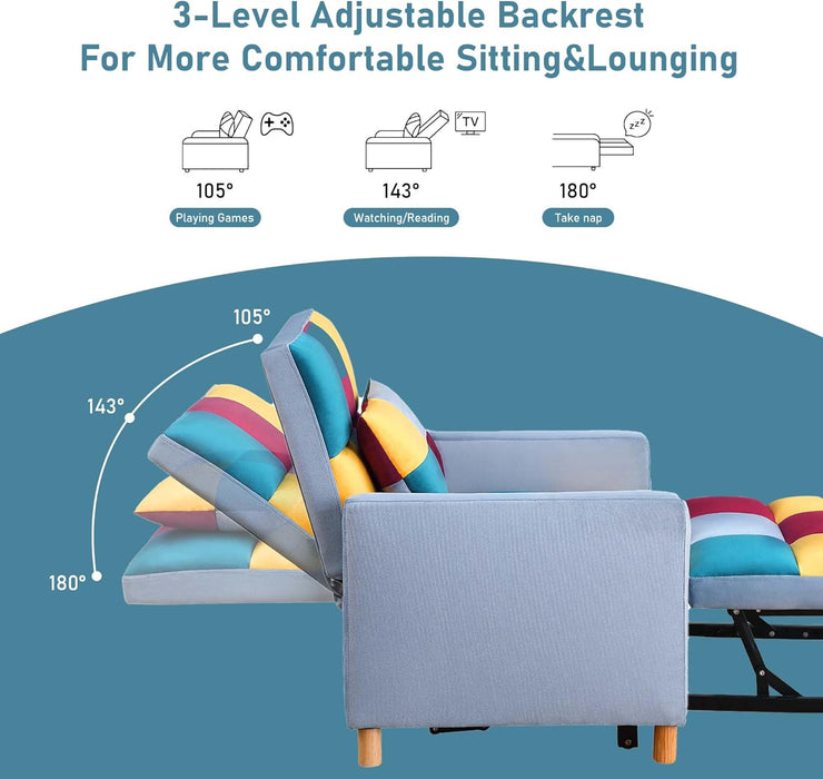 Convertible Sleeper Sofa Chair Rainbow 3In1 Compact