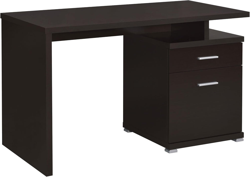 Home Furnishings - Irving - Engineered Wood - 47-Inch 2-Drawer Computer Desk with File Cabinet, Rectangular Desk with Smooth Top, and Plastic Glides - Home Office - Cappuccino - 800109