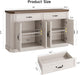 55" Sideboard Buffet Cabinet with 2 Storage Drawers & 4 Doors, Modern Kitchen Sideboards and Buffets with Adjustable Shelves, Wood Coffee Bar Cabinet for Living Room, Entryway, Off-White
