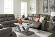 First Base Contemporary Faux Leather Manual Reclining Sofa, Gray