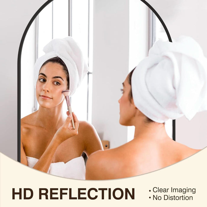 Bathroom Mirror for Wall,2 Pack 24”X36” Arched Vanity Bathroom Mirror for over Sink, Metal Framed with HD Shatter-Proof Glass for Entryway, Living Room,Bedroom(Black)