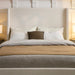 Queen Size Upholstered Wingback Bed with 54" Tall Headboard, Modern Minimalist Design Platform Bed, Textured Canvas Chenille, Easy Assembly, Sturdy Frame, Box Spring Required, Ivory