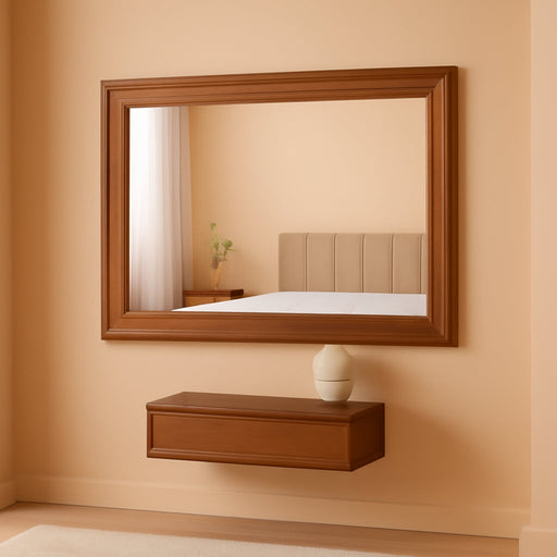 30 X 40 Inch Rustic Bathroom Mirror for Wall over Sink, Farmhouse Wood Framed Dark Brown Wooden Rectangle Mirrors for Living Room, Horizontal/Vertical Hanging