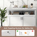 Sideboard Buffet Cabinet with 3 Storage Shelf, 45'' Farmhouse Kitchen Storage Cupboard Wood Coffee Bar Cabinet Buffet Table for Kitchen, Dining Room, Living Room & Entryway, White