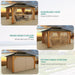 13X15 Wood Gazebo Hardtop with Nettings and Curtains, Heavy Duty Double Roof Galvanized Steel Outdoor Wood Frame Roof for Patio, Backyard, Deck, Lawns