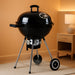 18 Inch Kettle Charcoal BBQ Grill with Wheels, Portable Charcoal Grill with Porcelain-Enameled Lid & Ash Catcher for Outdoor Cooking Barbecue Camping Picnics Tailgating, Black