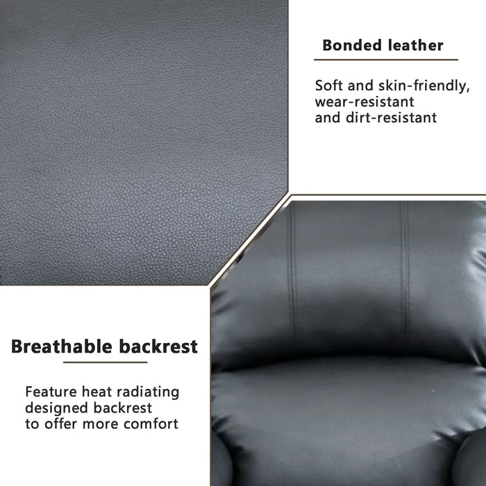 Living Room Furniture Set Leather Recliner Sofa Set Loveseat Chair Furniture Sofa Set for Living Room/Small Space/Rv/House/Office/Theater Seating (A-Black Leather, Sofa(3Seater))