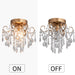 Mini Chandelier Crystal Ceiling Light,Small Flush Mount Gold Light Fixture for Entryway Bedroom Barthroom Hallway Closet E12