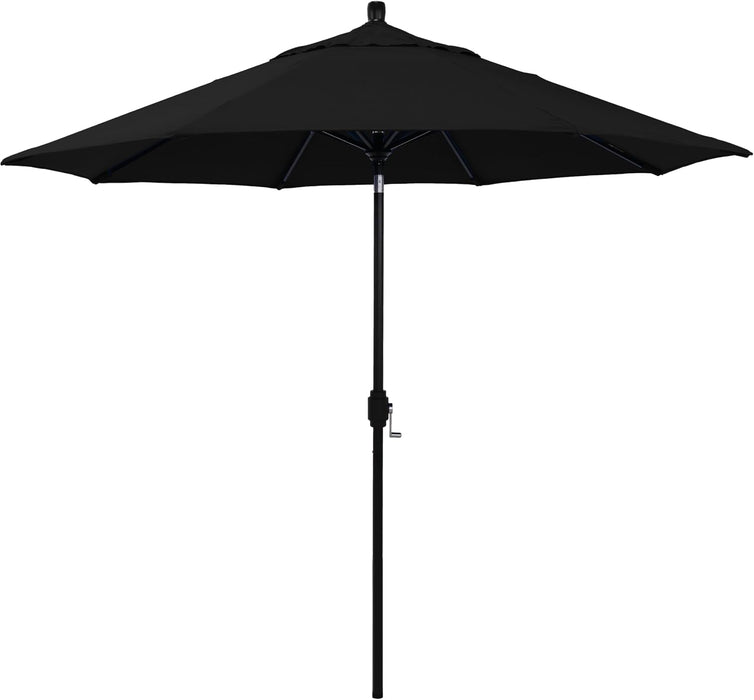 12-Year-Non-Fading, 9Ft Premium Sunbrella Patio Umbrella, Hand-Crank, Button-Tilt, Black Frame, Black Fabric