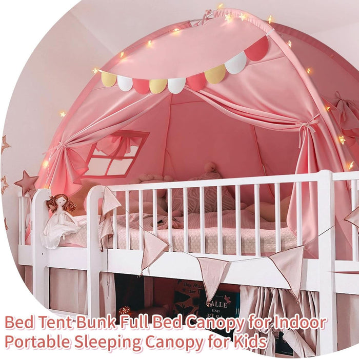 bed tent bunk Pink Full Size Canopy Tent Dual Door Access Blackout Fabric