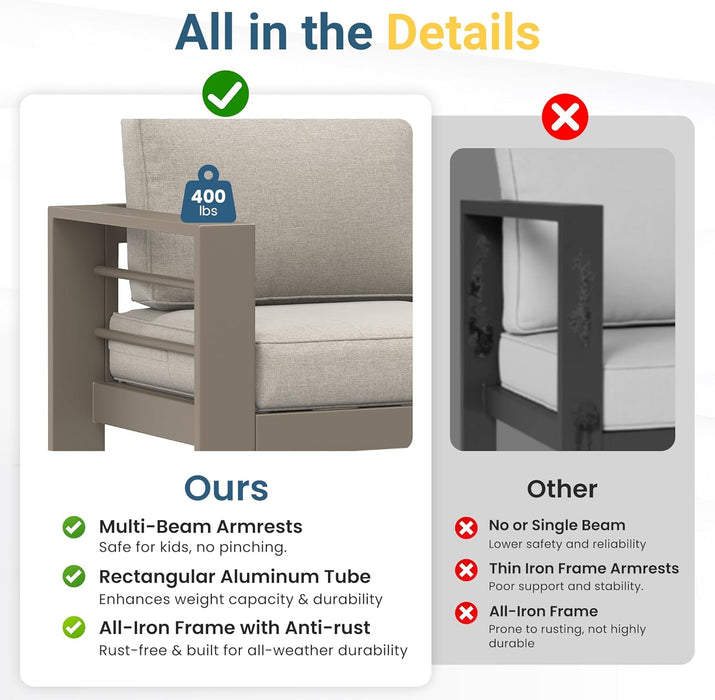 4-Piece Outdoor Patio Furniture Set, Outdoor Sectional Furniture with Upgraded Cushions, Outdoor Conversation Seating Set for Balcony, Garden, Deck, Backyard, Beige