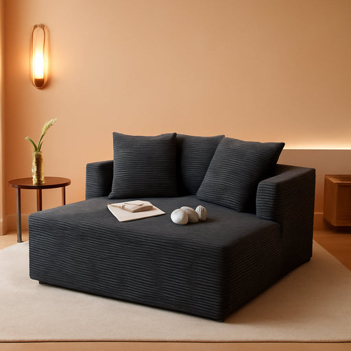 57Inch Luxuriously Plush Corduroy Chaise Lounge Grey