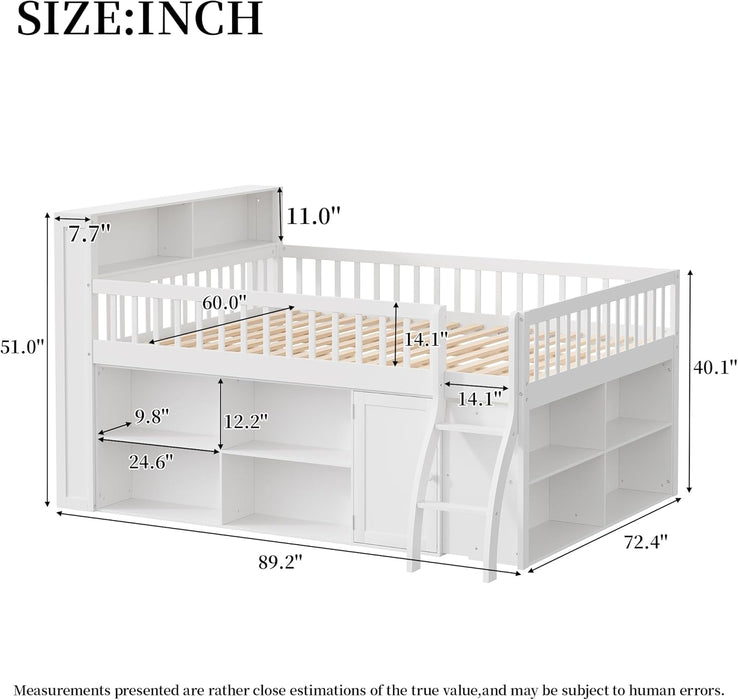 Queen Size Loft Bed Integrated LEDLighting Headboard