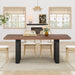 Modern Dining Table for 6-8, 71" Rectangular Farmhouse Kitchen Table with 3.6"×22.9" Black Fluted Wave Metal Legs & Wooden Top, Large Dining Table for Home Office, Dining, Walnut