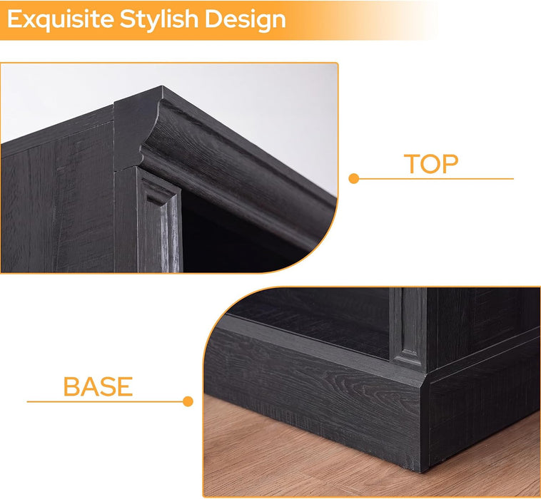 75.2" Tall Black Bookshelf, 6 Tier Large Bookcase W/Storage | Wooden Bookcase with Adjustable Shelves,6 Shelf Open Shelves, Floor Standing Display Storage Shelves for Living Room, Library