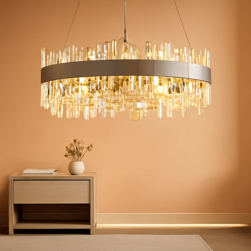 Crystal Chandelier 12 Light Brushed Nickel Dimmable