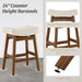 Bar Stools Set of 4, Barstools with Sturdy Wood Legs, Saddle Seat Counter Height Bar Stools for Kitchen Counter, Bar, Dining, 24 Inch Farmhouse Counter Stools, Antique White Leather