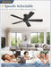 46 Inch Flush Mount Ceiling Fan No Light with Remote,Black Modern Low Profile Ceiling Fan without Light,6-Speeds,Quiet Reversible DC Motor,Indoor&Outdoor Ceiling Fans for Bedroom,Living Room
