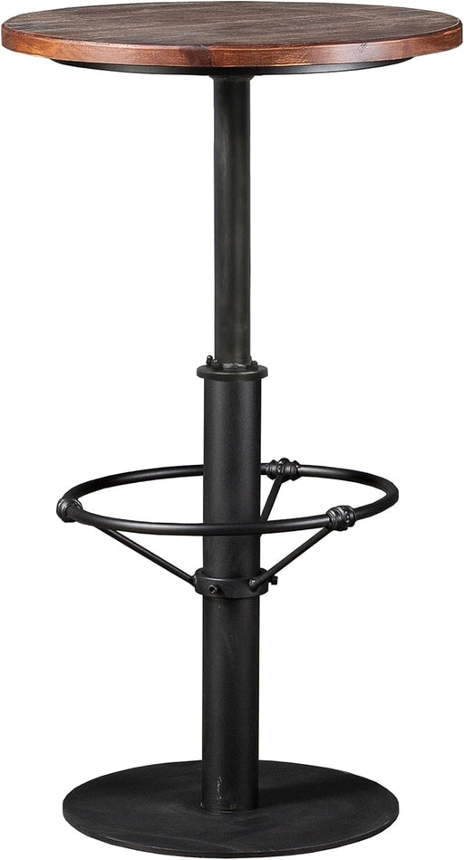 42" Tall Rustic Industrial Bar Table-19.68" Dia round Wooden Top Metal Bar Height Adjustable Standing Pub Table-Dining Room Bistro Table-Cocktail Table
