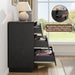 Black 6 Drawer Dresser for Bedroom, 47.2" Modern Wood Dresser with Handle-Free and Curved-Edge Design, Chests of Drawers with Large Capacity