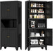 Black 69 Inch Freestanding Pantry Cabinet Organization