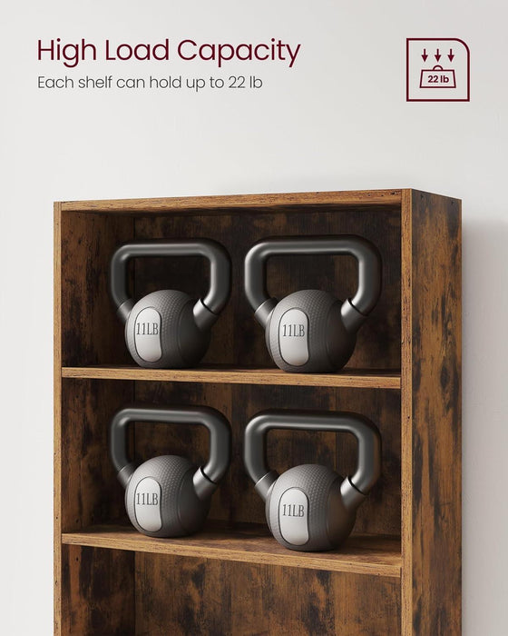 CUSTOS Collection - Bookshelf, 6-Tier Bookcase, Book Shelf, Open Storage Shelf, 9.4 X 23.6 X 63.3 Inches, for Living Room, Home Office, Dinning Room, Rustic Brown ULBC166X01